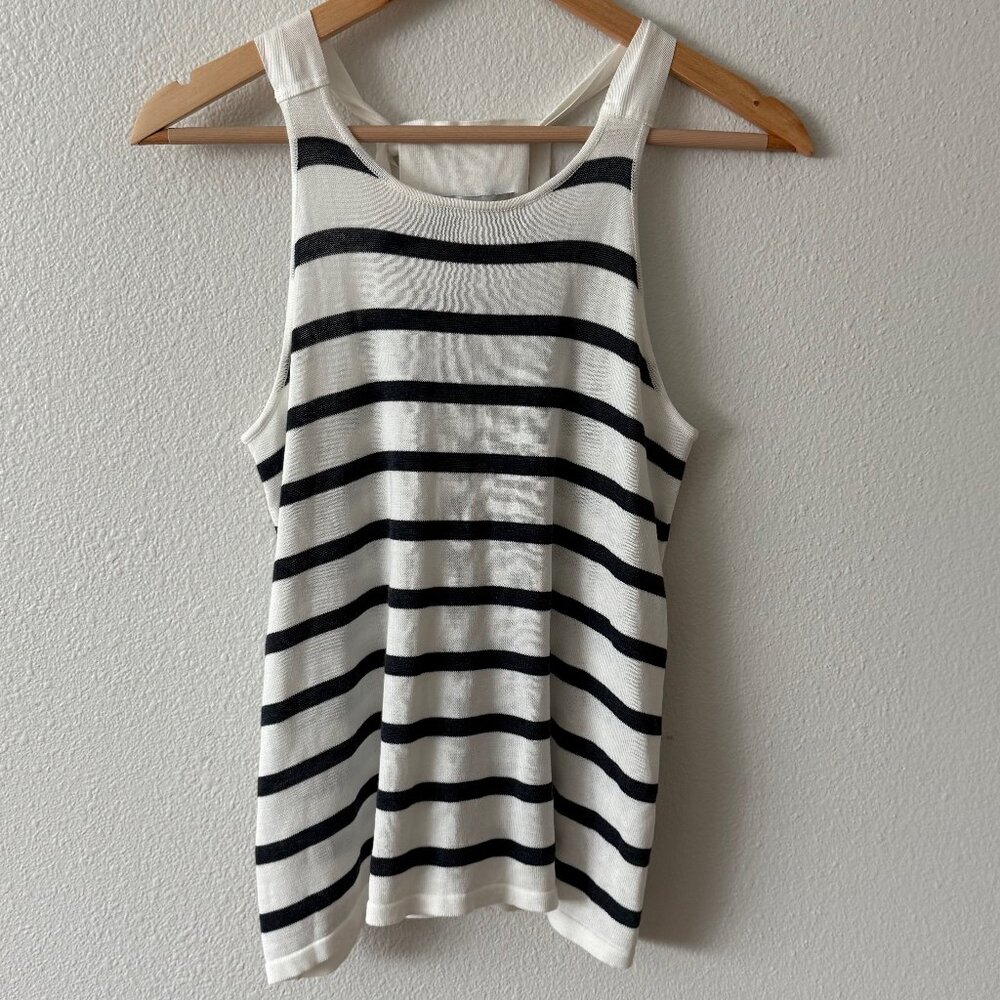 cotton by autumn cashmere Back Bow Tie Nautical‎ Tank Top Size S